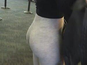 Fit hottie in tight leggings at the airport