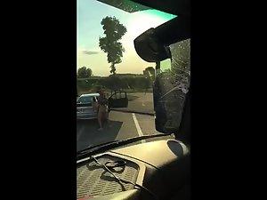 Truck driver fucks a girl on the parking lot Picture 1