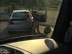 Truck driver fucks a girl on the parking lot
