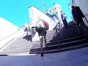 Hot buttocks and thong become visible on stairs Picture 3
