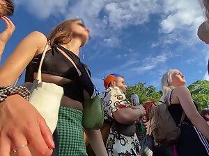 Slutty top is showing nice chunks of her boobs Picture 2