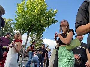 Slutty top is showing nice chunks of her boobs Picture 5