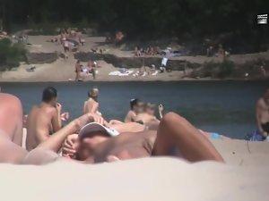 Nudist girl's boobs groped by a guy Picture 6