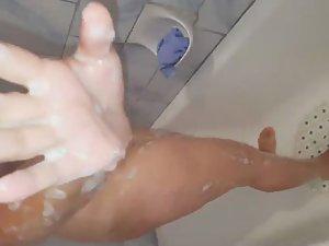 Friends bust in on a showering girl Picture 7