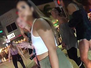 Party girl's tiny tits peeking through her white top Picture 5