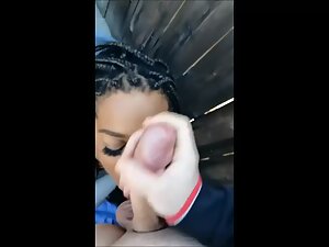 Gorgeous black girl sucks white dick and gets cum facial Picture 8