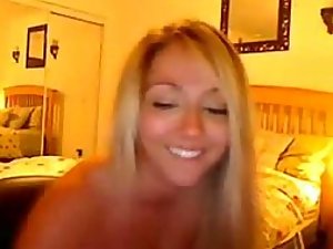 Happy girl shows off on a web cam