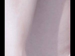 Pussy and anus slip out of red lace thong Picture 6