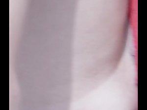 Pussy and anus slip out of red lace thong Picture 7