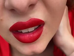 Cum for lips with red lipstick