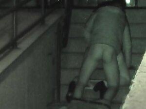Wild sex on public stairs is caught by voyeur in the night Picture 2