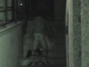 Wild sex on public stairs is caught by voyeur in the night Picture 4
