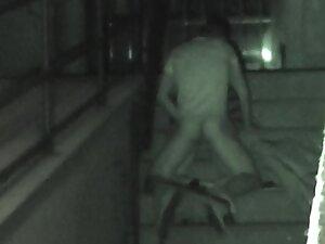 Wild sex on public stairs is caught by voyeur in the night Picture 6