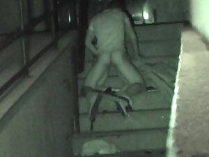 Wild sex on public stairs is caught by voyeur in the night Picture 7