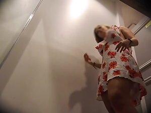 Extra curvy girl caught by voyeur in dressing room