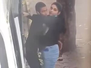 Peeping on horny guy groping his girlfriend
