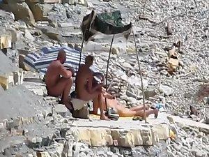 Three horny nudists spied having sex Picture 2