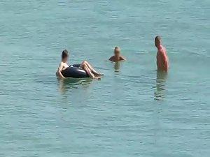 Three horny nudists spied having sex Picture 5