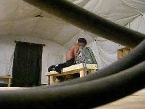 Black girl gets dressed in the tent Picture 5