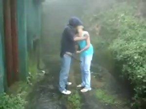 Daring couple fucking in the rain Picture 3