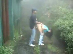 Daring couple fucking in the rain Picture 8