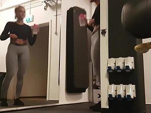 Fit girl exercising like she is riding a hard dick Picture 5