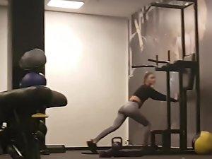 Fit girl exercising like she is riding a hard dick Picture 7