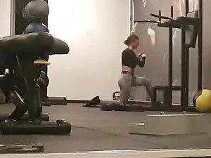 Fit girl exercising like she is riding a hard dick Picture 8