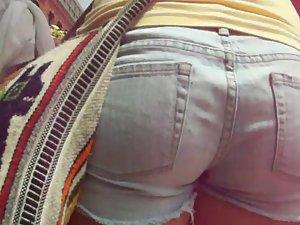 Following a girl in short jeans pants Picture 6