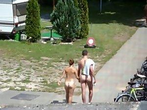 Nudist couple going to their camp Picture 1