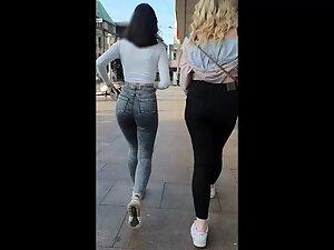 Amazing ass and figure in tight grey jeans Picture 1
