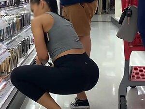 Fit and tough looking asian girls in store