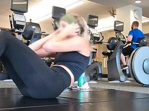 Sexy fitness girl stretching and planking in gym Picture 3