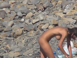 Nudist family enjoys beach activities Picture 2