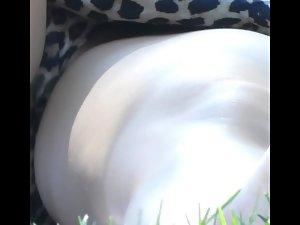 Voyeur zooms on crotch in animal pattern Picture 2