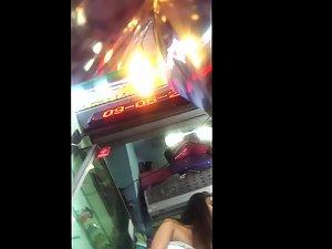 Orange thong and tanned bubble butt in upskirt Picture 4