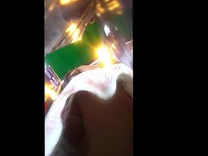 Orange thong and tanned bubble butt in upskirt Picture 5