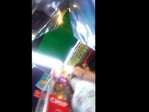 Orange thong and tanned bubble butt in upskirt Picture 6