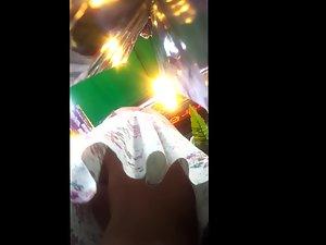 Orange thong and tanned bubble butt in upskirt Picture 7