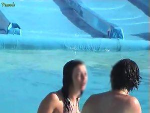 Accidental nipple slip at a water slide Picture 2