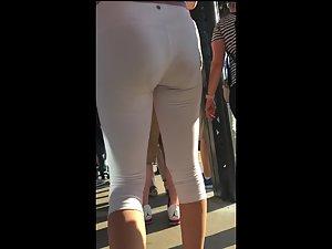 Slightly dirty hot ass in tight white leggings Picture 5