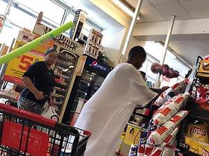 Busty black tomboy woman caught in supermarket Picture 2