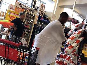 Busty black tomboy woman caught in supermarket Picture 3