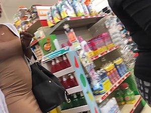 Busty black tomboy woman caught in supermarket Picture 5