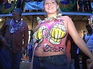 Body painted girls and boobs flashing