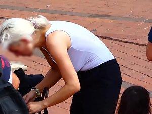 Braless blonde with very big boobs Picture 2