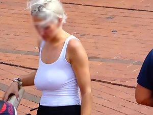 Braless blonde with very big boobs Picture 3