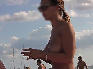 Sexy topless girl got bat wings on he tramp stamp tattoo Picture 8