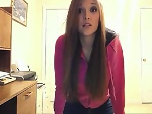 Busty teen girl shows off her big boobs