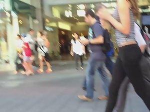 Transparent tights reveal red thong Picture 5